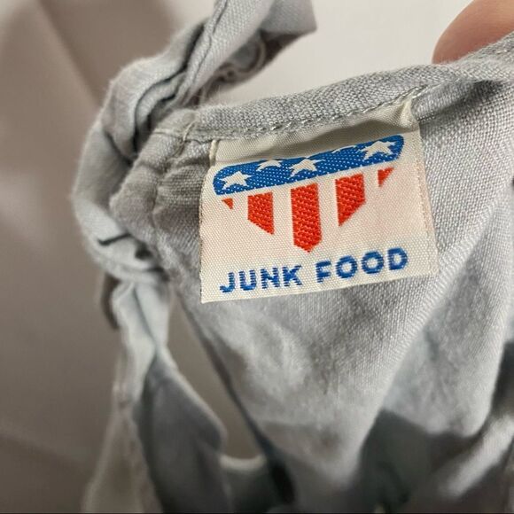 Junk Food Disney Target Mickey Mouse Gray Linen Blend Shorts Romper - Picture 3 of 9